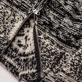 material shot of The Seawall Hand-knit Sweater with the zipper open