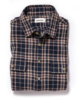 flatlay of The Ledge Shirt in York Plaid, Wovens by Taylor Stitch