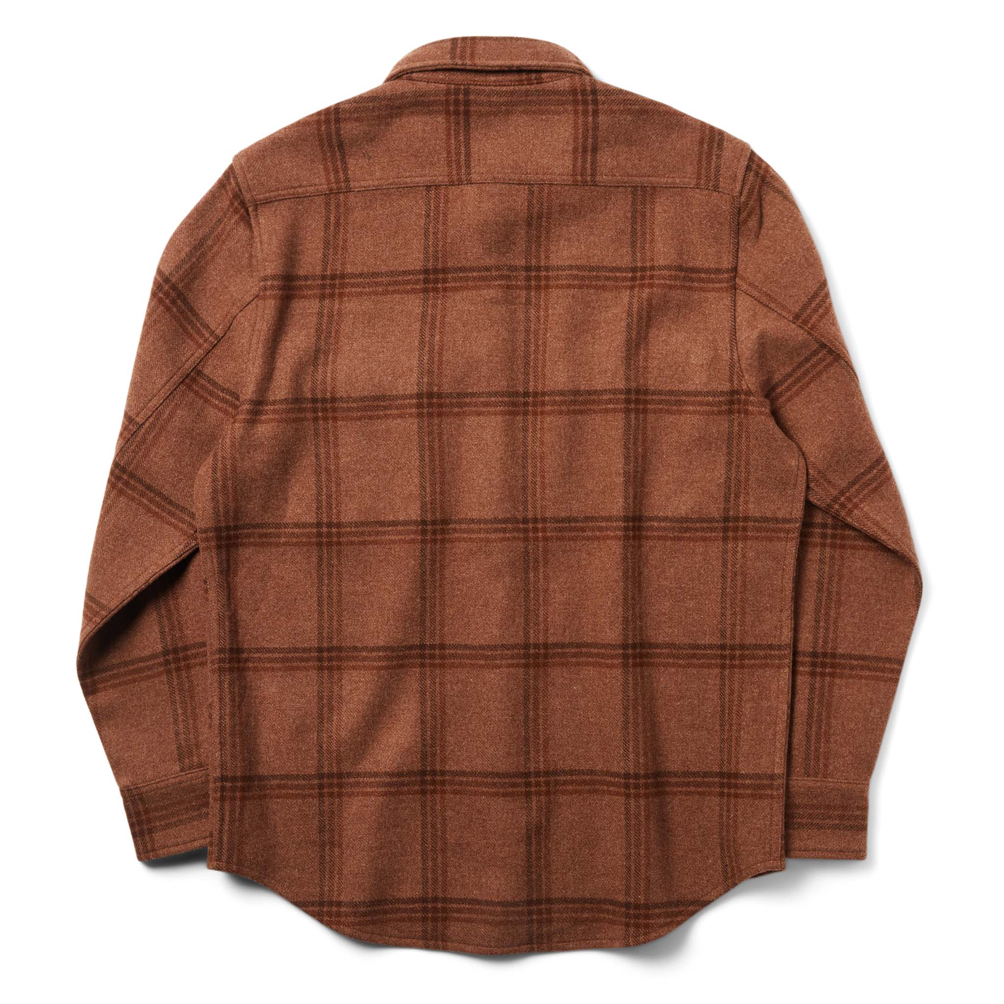 flatlay of The Maritime Shirt in Espresso Plaid Wool from the back, Wovens by Taylor Stitch