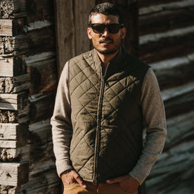 The Quilted Bomber Vest in Olive Dry Wax - featured image