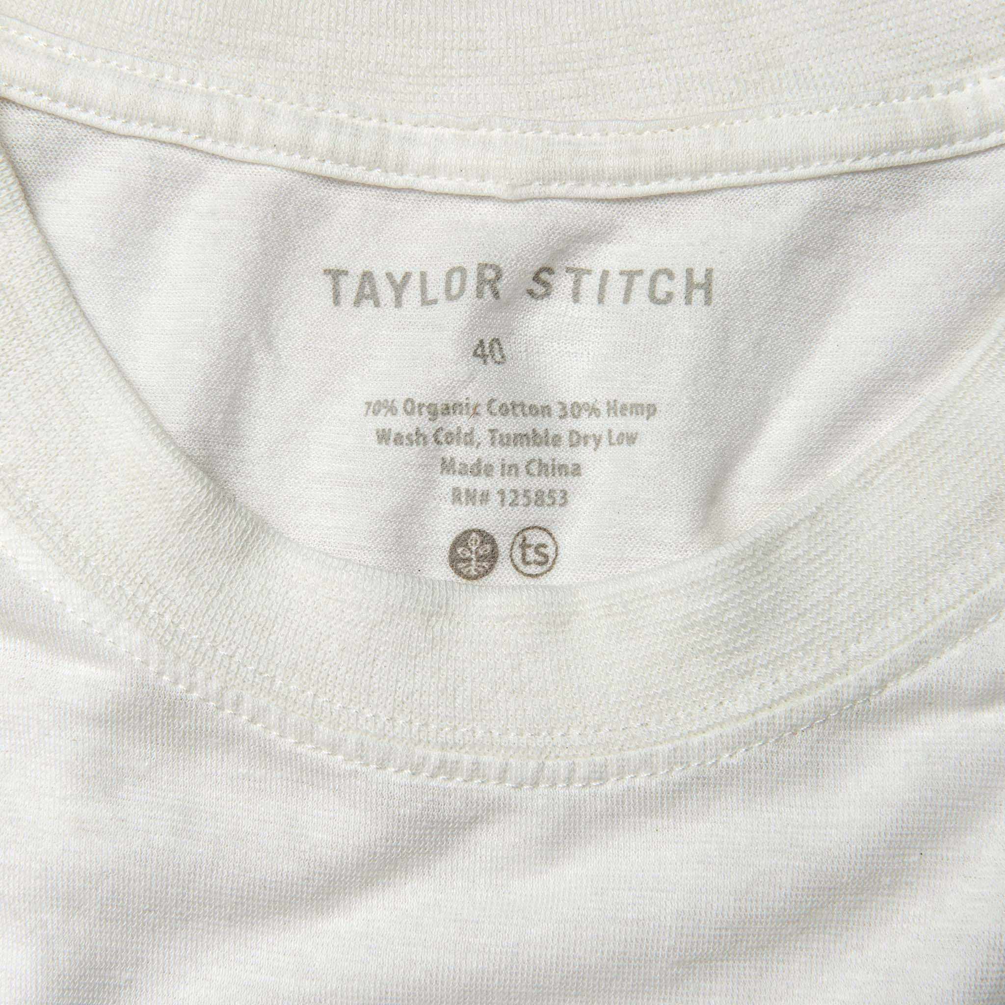 material shot of ts logo, Knits by Taylor Stitch