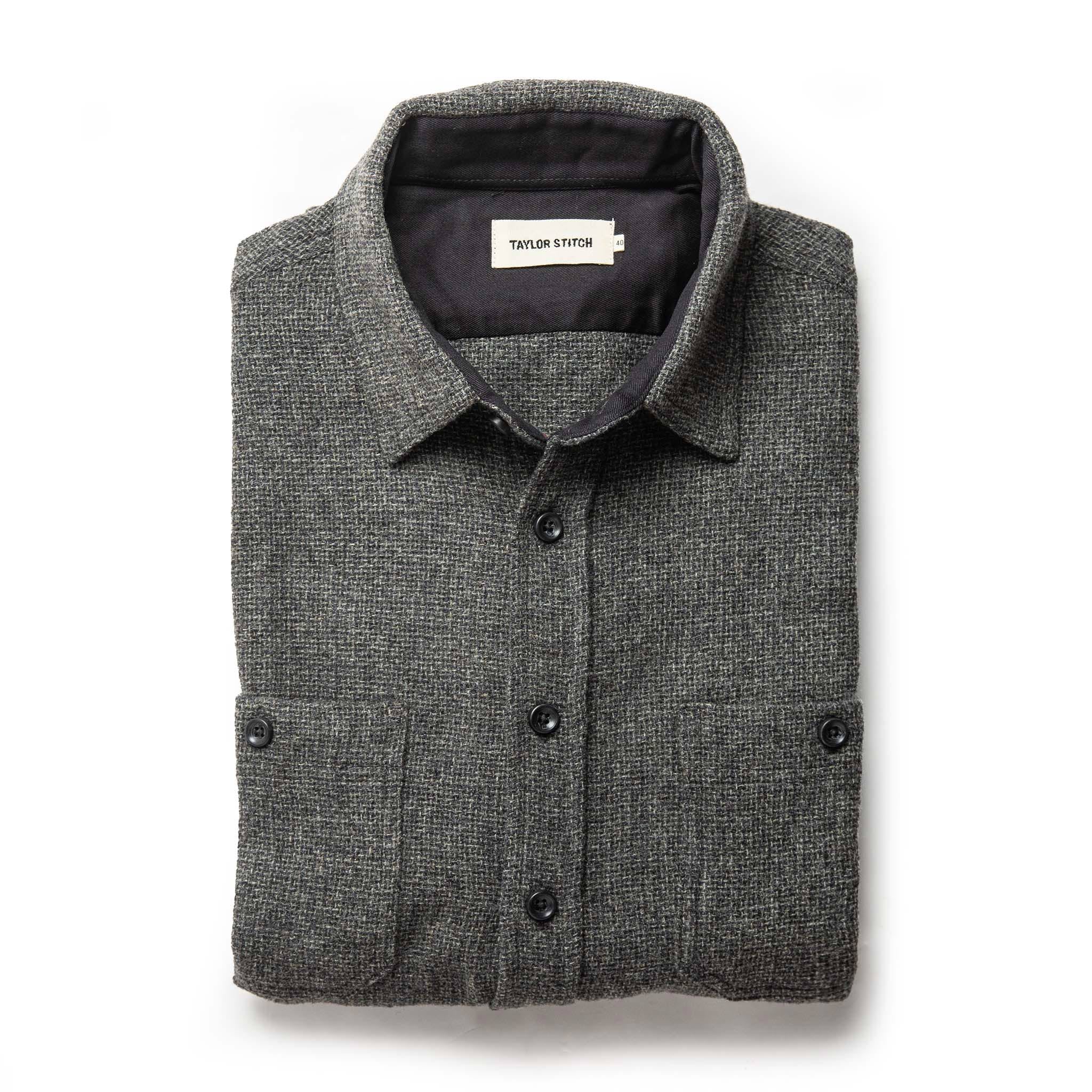 folded flatlay of The Service Shirt in Ash Melange Wool, Wovens by Taylor Stitch