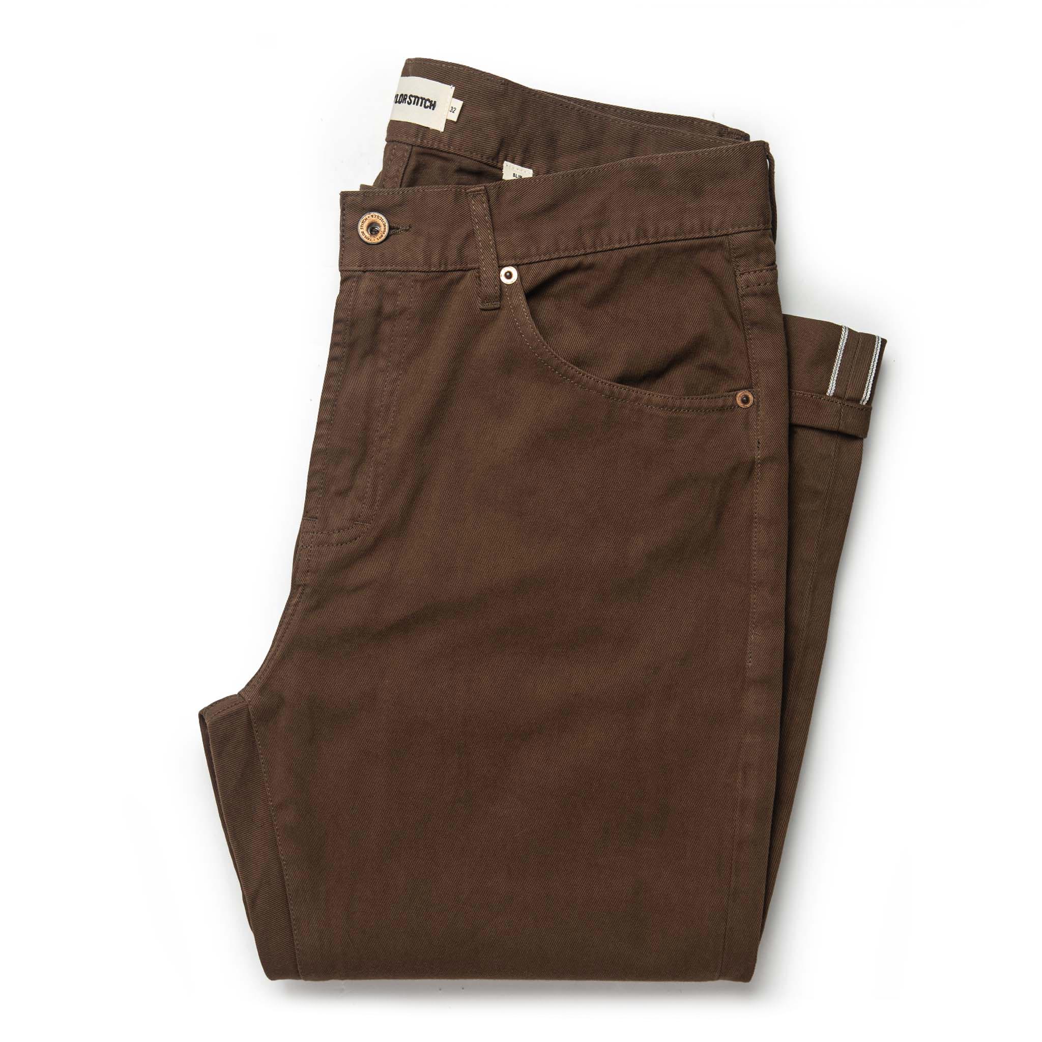 The Slim All Day Pant in Espresso Selvage: Featured Image, Bottoms by Taylor Stitch
