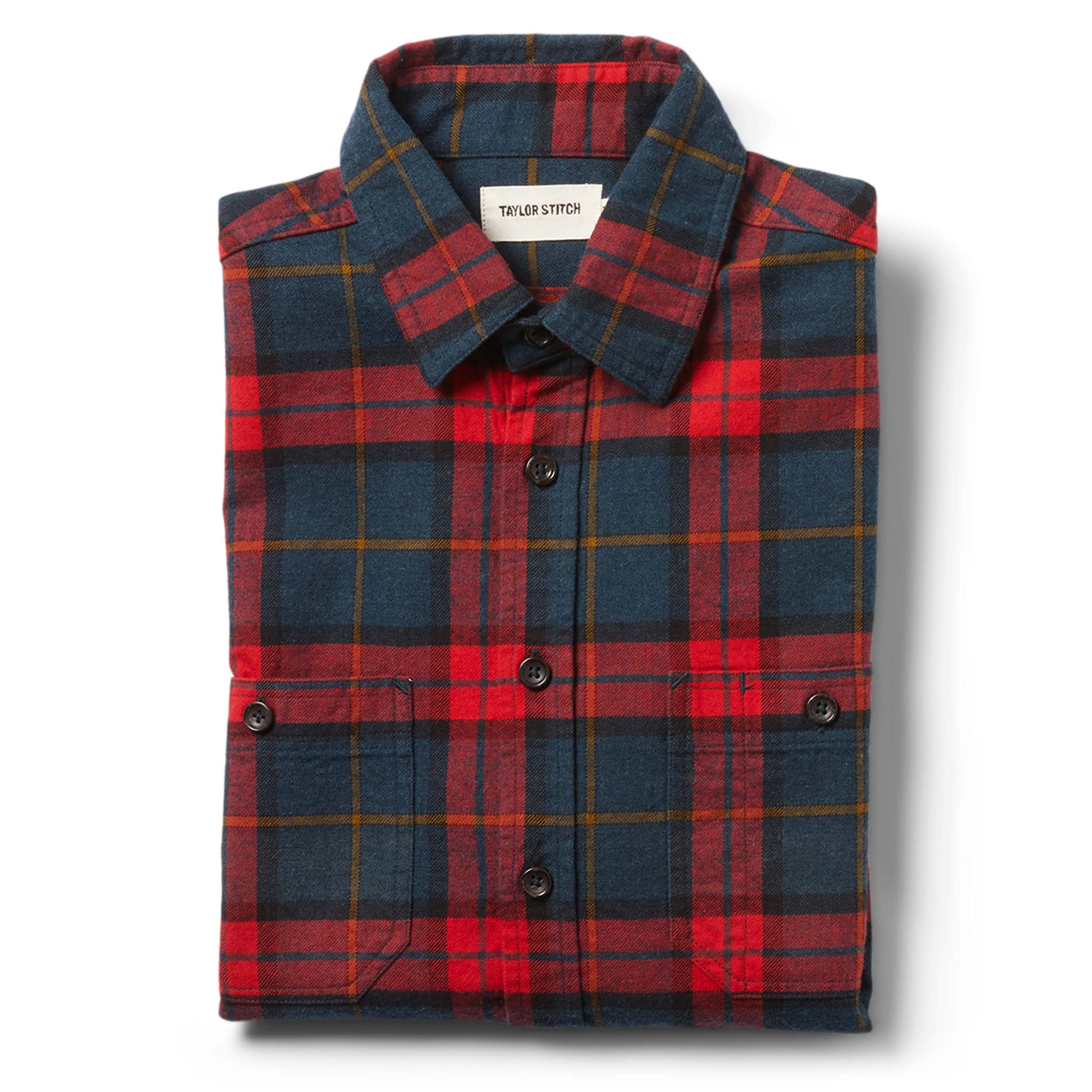 flatlay of The Utility Shirt in Brushed Red Plaid, Wovens by Taylor Stitch
