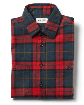 flatlay of The Utility Shirt in Brushed Red Plaid, Wovens by Taylor Stitch