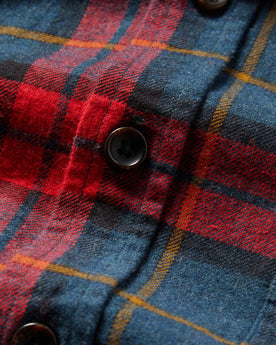 material shot of the front placket of The Utility Shirt in Brushed Red Plaid, Wovens by Taylor Stitch