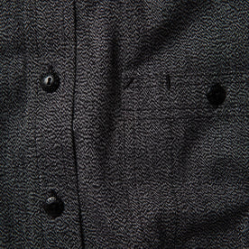 material shot of the placket of The Utility Shirt in Salt and Pepper Twill