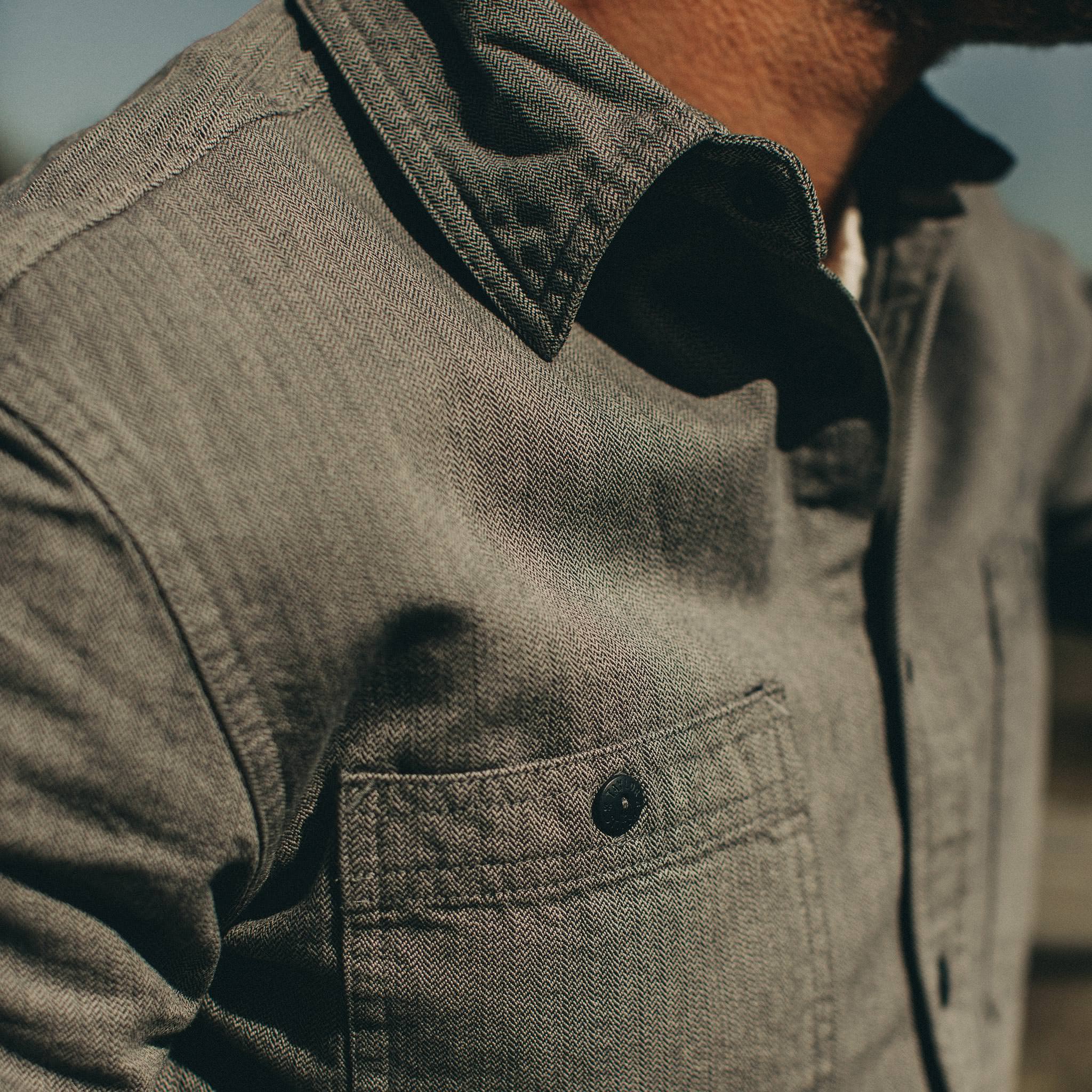 The Utility Shirt in Slate Broken Herringbone: Alternate Image 3, Wovens by Taylor Stitch