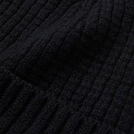 material shot of close up texture of The Waffle Beanie in Coal Merino