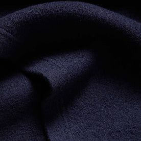 Material shot of The Weekend Crewneck in Navy Boiled Wool showing felted fabric