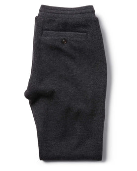 flatlay of The Weekend Pant in Charcoal Herringbone Wool from the back folded, Bottoms by Taylor Stitch