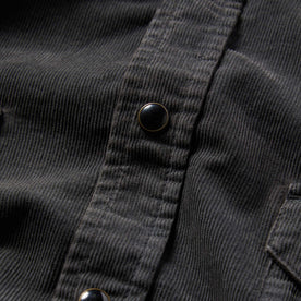 material shot of the shirt close up showing texture of the fabric and button