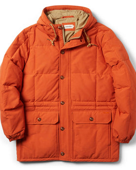 flatlay of The Whitney Parka in Dusty Orange from the front, Outerwear by Taylor Stitch