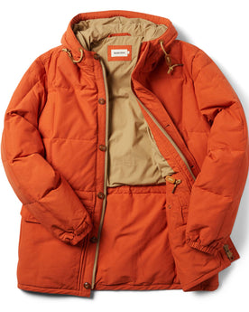 flatlay of the open front of The Whitney Parka in Dusty Orange, Outerwear by Taylor Stitch