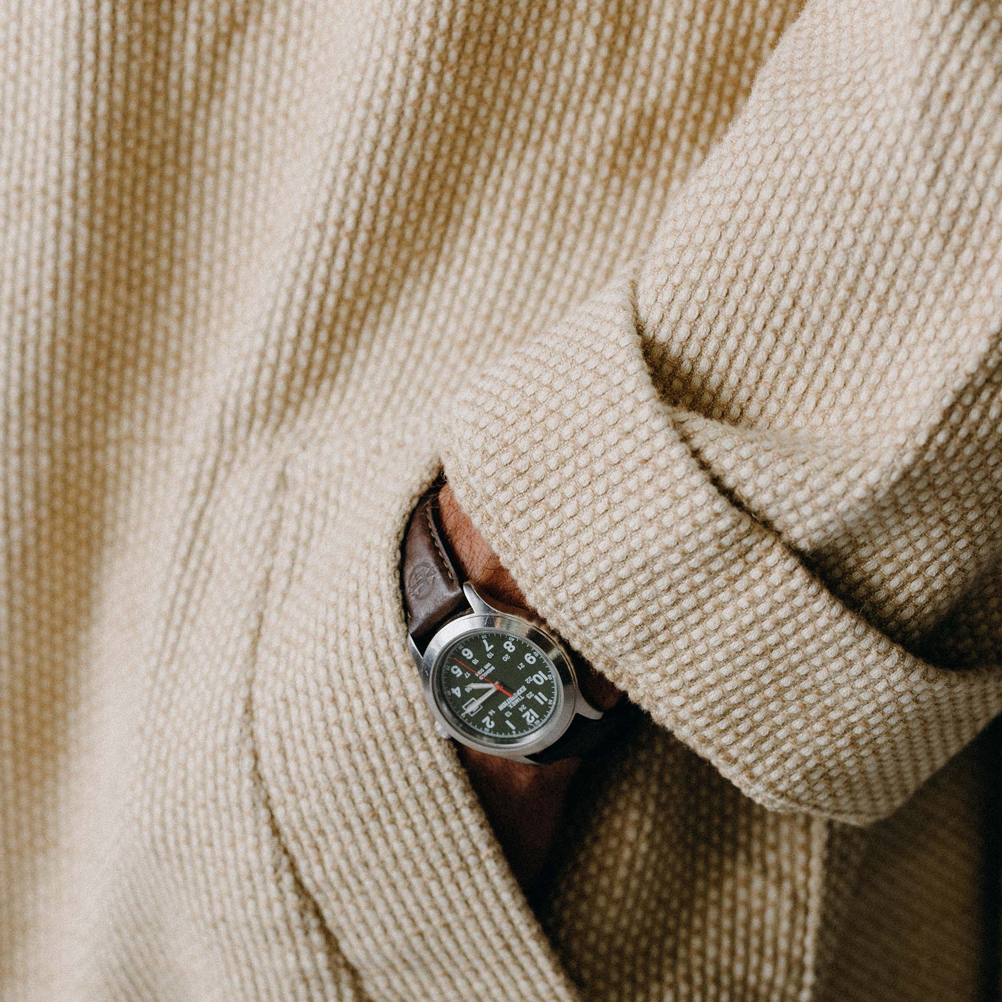 material shot of the belt on The Apres Robe in Natural Sashiko, Accessories by Taylor Stitch