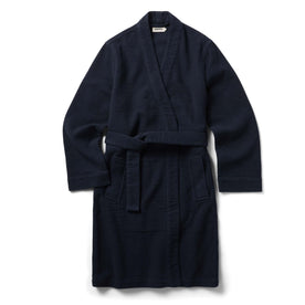 flatlay of The Apres Robe in Navy Sashiko, shown in full