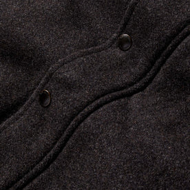 material shot of the buttons on The Bomber Jacket in Espresso Marl Wool