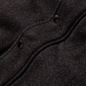 material shot of the buttons on The Bomber Jacket in Espresso Marl Wool