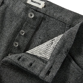 material shot of the button fly on The Camp Pant in Indigo Salt and Pepper 