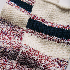 material shot of the stripes on The Camp Sock in Heather Burgundy