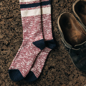 The Camp Sock in Heather Burgundy - featured image