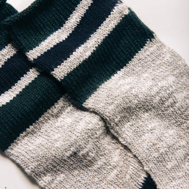 material shot of the stripes on The Camp Sock in Heather Grey