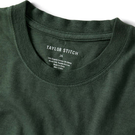 material shot of the collar on The Cotton Hemp Tee in Pine