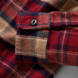 material shot of the cuffs on The Crater Shirt in Cardinal Check
