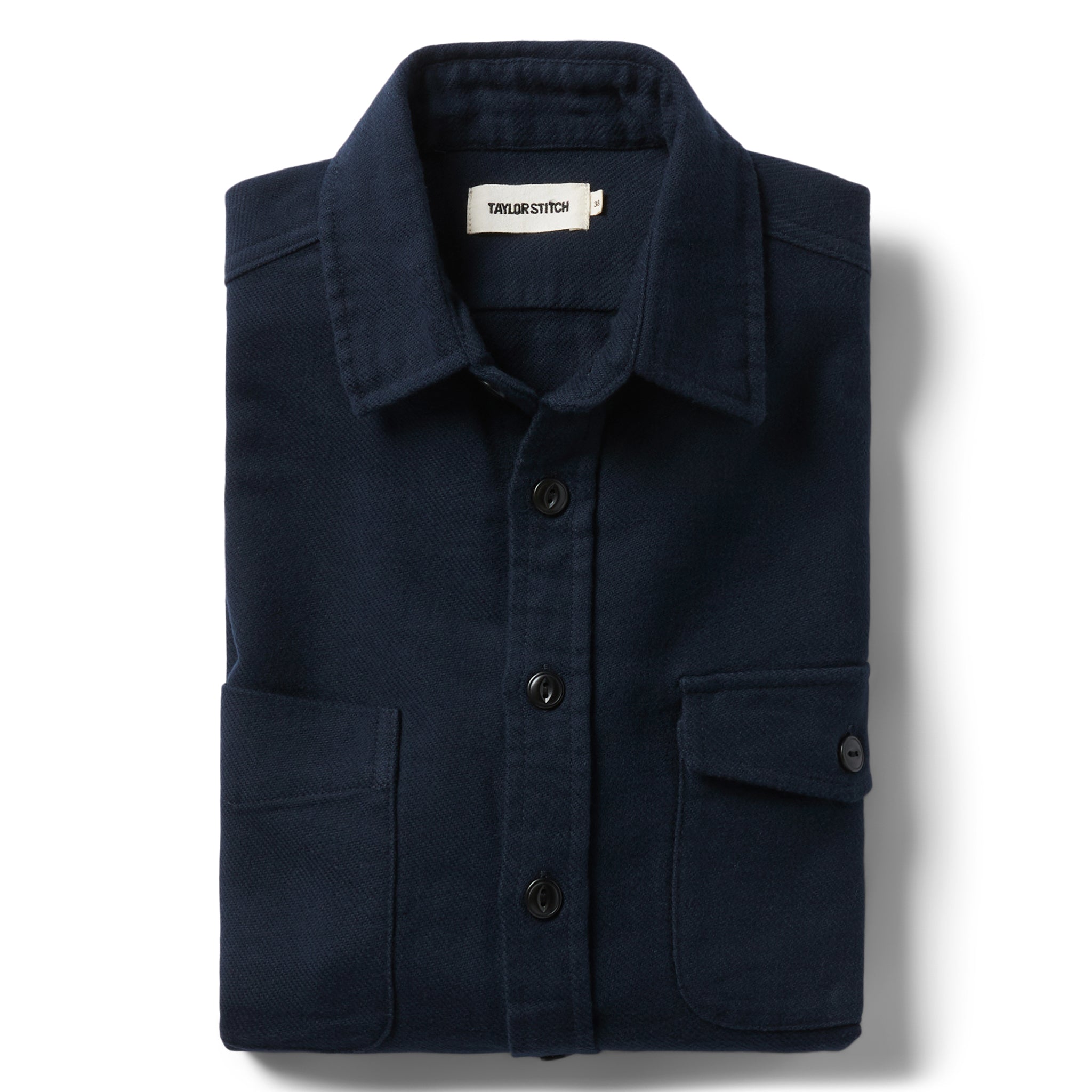 flatlay of The Crater Shirt in Navy Twill, Wovens by Taylor Stitch