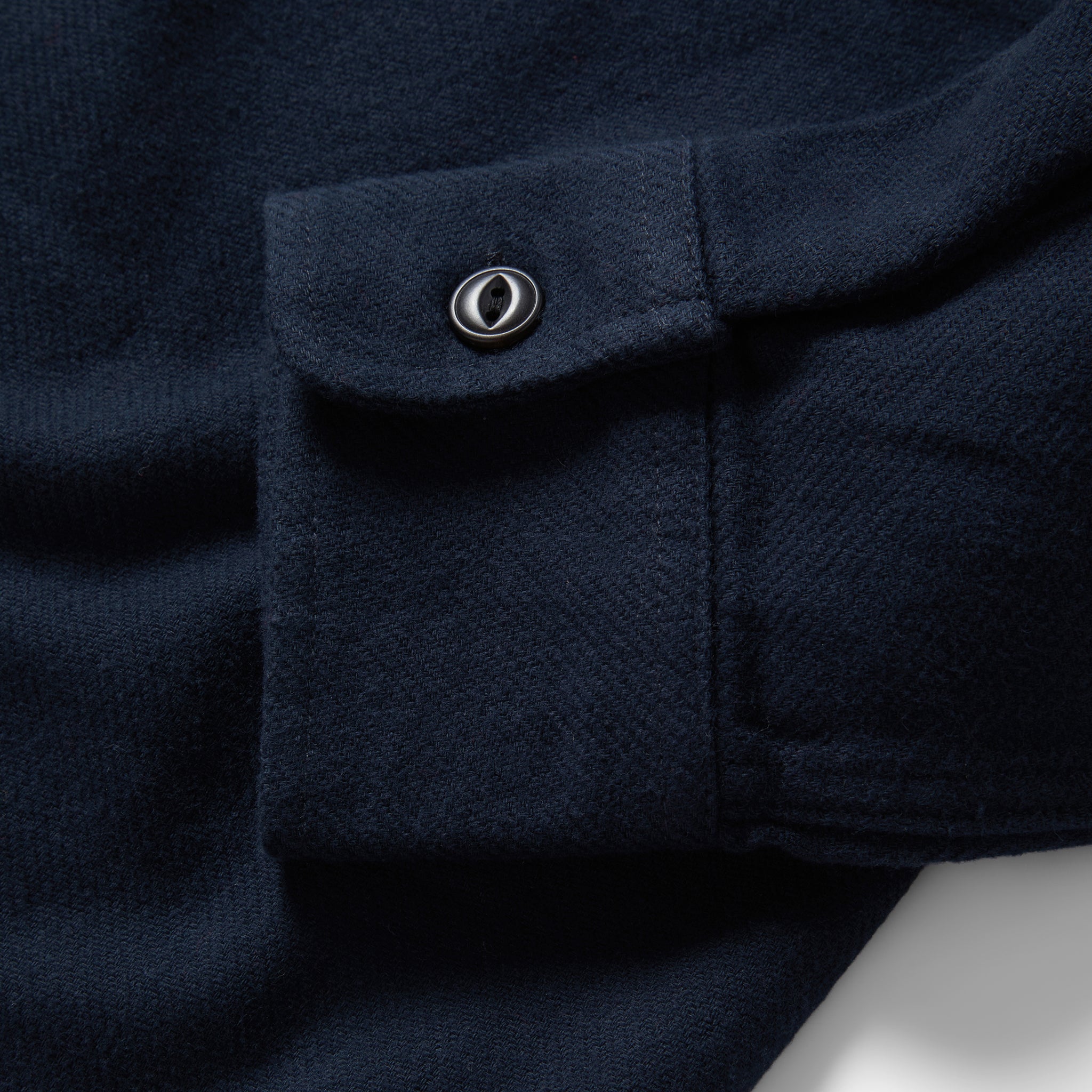 material shot of the cuffs on The Crater Shirt in Navy Twill, Wovens by Taylor Stitch