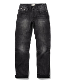 flatlay of The Democratic Jean in Black 3-Month Wash Selvage, Bottoms by Taylor Stitch