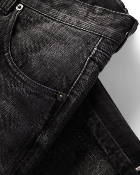 material shot of the pocket on The Democratic Jean in Black 3-Month Wash Selvage, Bottoms by Taylor Stitch