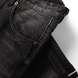 material shot of the pocket on The Democratic Jean in Black 3-Month Wash Selvage