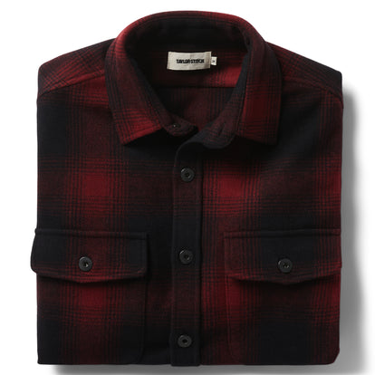flatlay of The Explorer Shirt in Cardinal Plaid folded