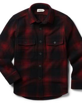 flatlay of The Explorer Shirt in Cardinal Plaid, Wovens by Taylor Stitch