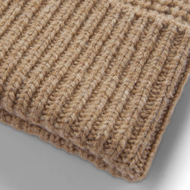 material shot of the rib on The Fisherman Beanie in Camel