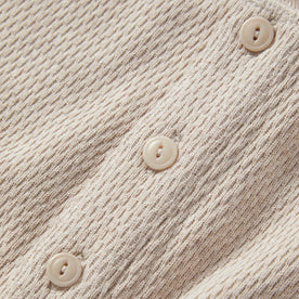 material shot of the buttons on The Heavy Bag Waffle Henley in Oatmeal