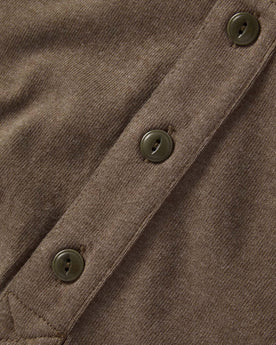 material shot of the buttons on The Heavy Bag Henley in Walnut, Knits by Taylor Stitch