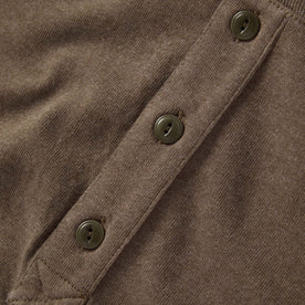 material shot of the buttons on The Heavy Bag Henley in Walnut