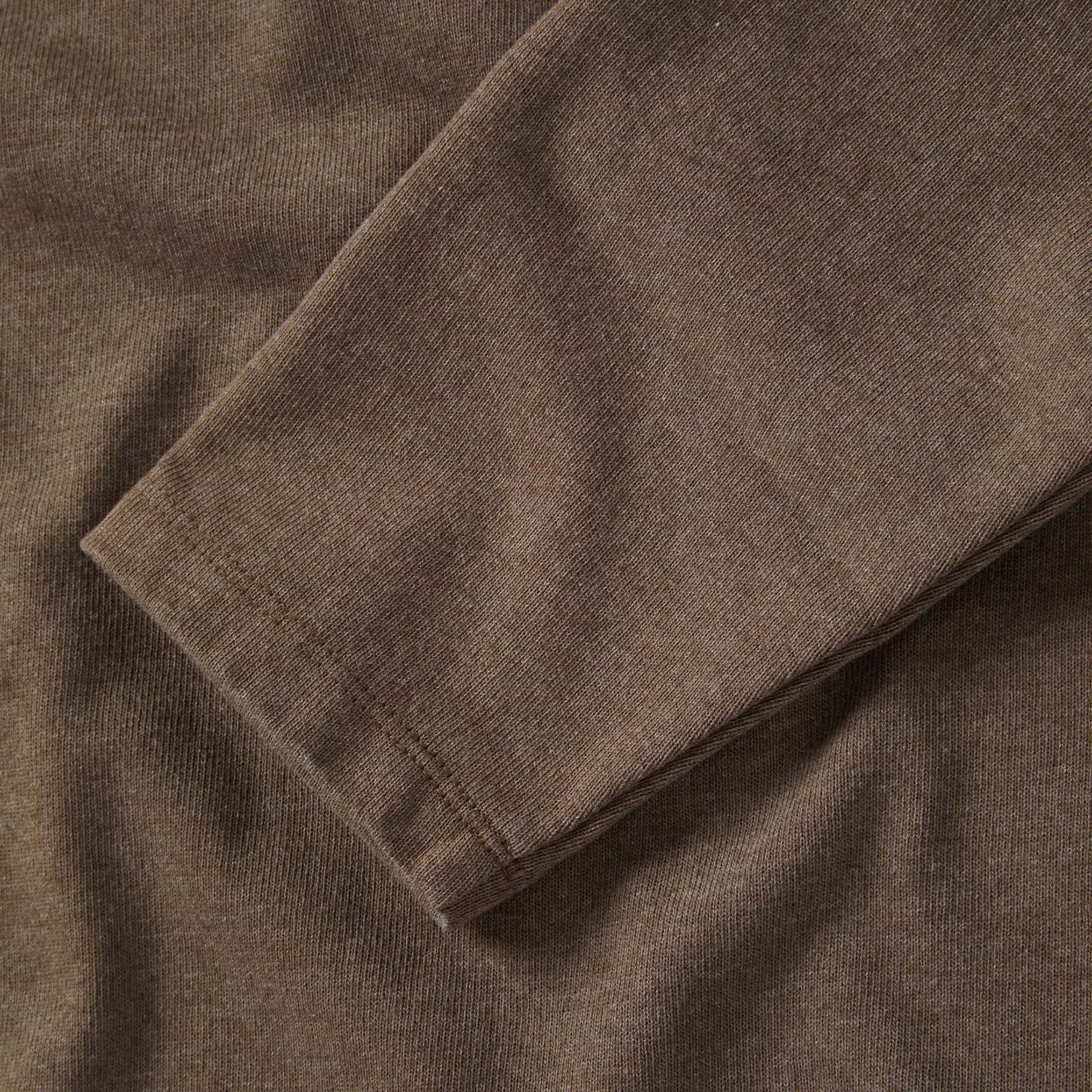 material shot of the sleeves on The Heavy Bag Henley in Walnut, Knits by Taylor Stitch