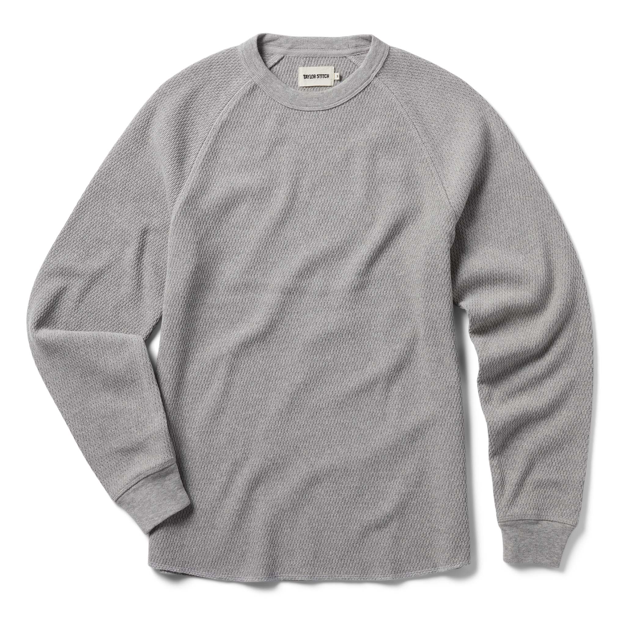 flatlay of The Heavy Bag Waffle Long Sleeve in Aluminum, Knits by Taylor Stitch
