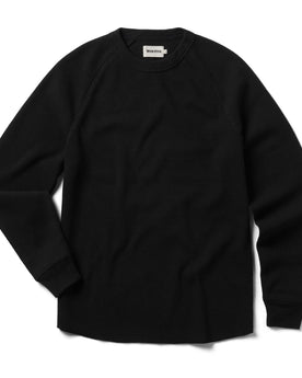 flatlay of The Heavy Bag Waffle Long Sleeve in Coal, Knits by Taylor Stitch