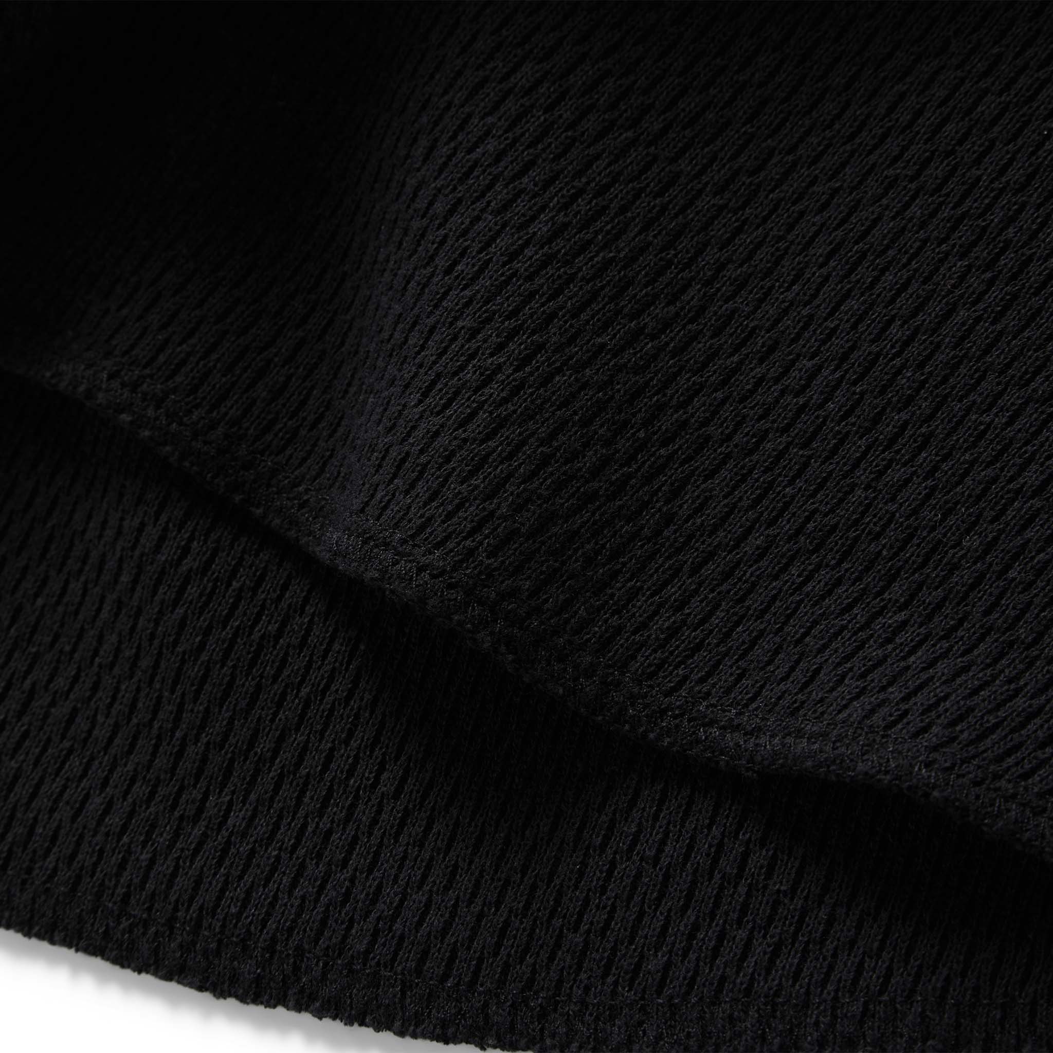 material shot of the hem on The Heavy Bag Waffle Long Sleeve in Coal, Knits by Taylor Stitch