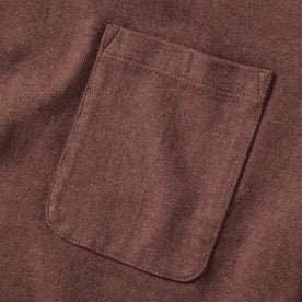 material shot of the pocket on The Heavy Bag Tee in Burgundy