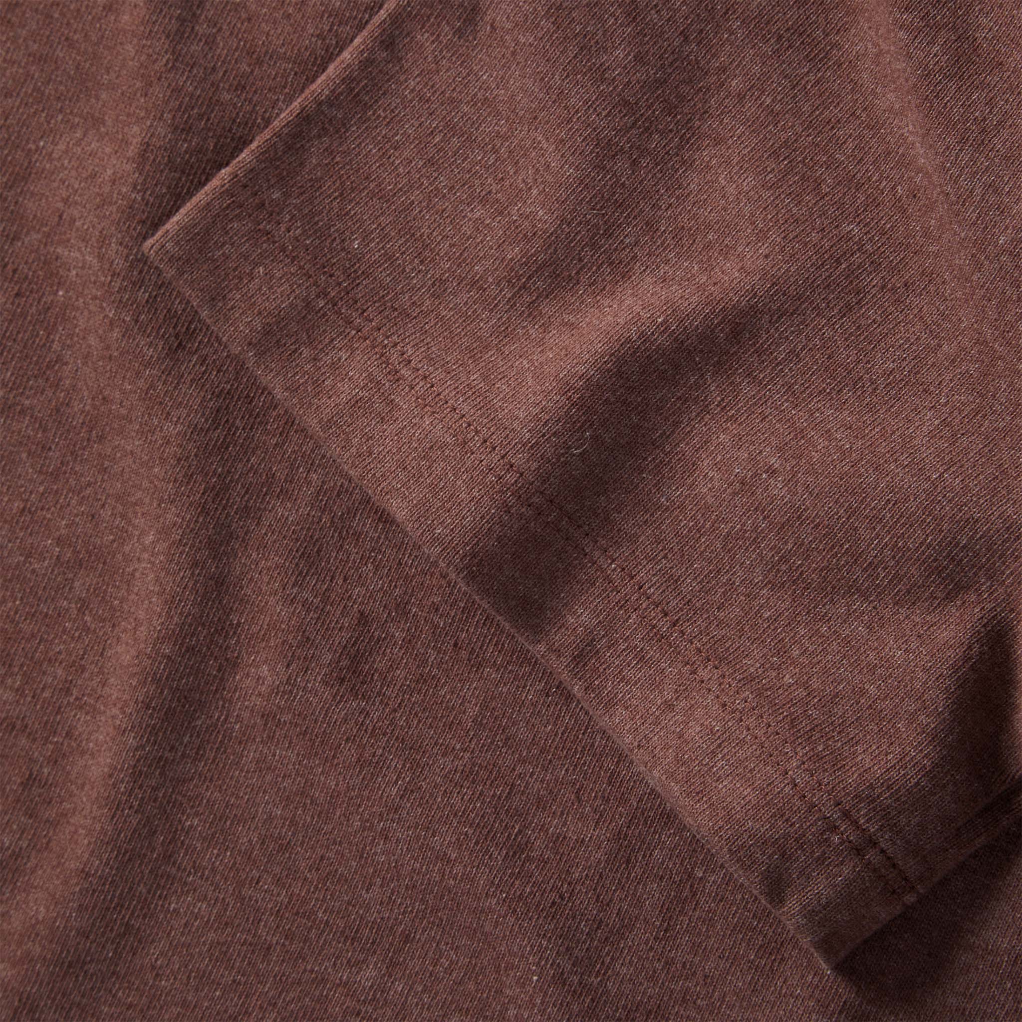 material shot of the sleeve on The Heavy Bag Tee in Burgundy, Knits by Taylor Stitch