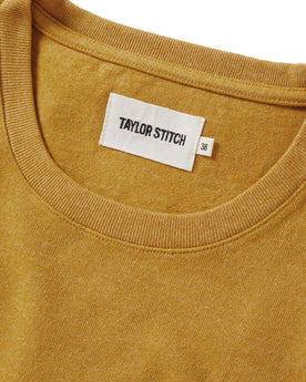material shot of the collar on The Heavy Bag Tee in Honey, Knits by Taylor Stitch