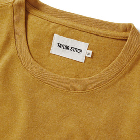 material shot of the collar on The Heavy Bag Tee in Honey