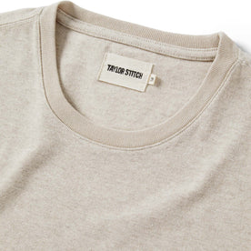 material shot of the collar on The Heavy Bag Tee in Oatmeal