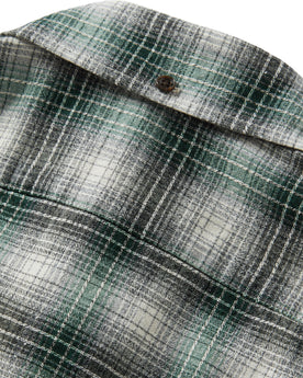 material shot of the back of the collar on The Jack in Spruce Nep Plaid, Wovens by Taylor Stitch