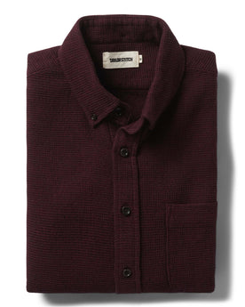 flatlay folded of The Jack in Burgundy Jaspe Waffle, Wovens by Taylor Stitch